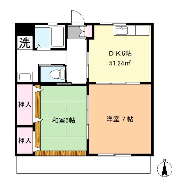 相原マンション(2DK/2階)の間取り写真