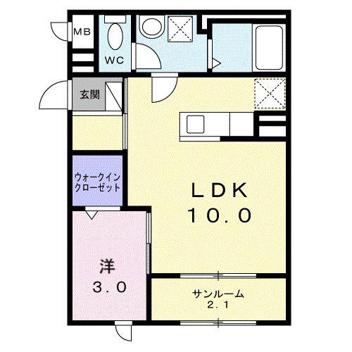 サイネリアII(1LDK/2階)の間取り写真