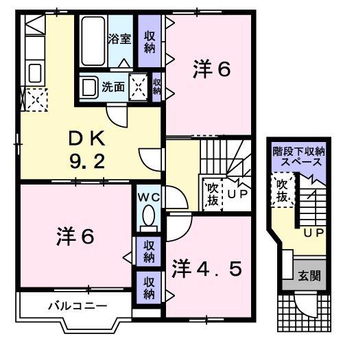 ノーヴァA(3DK/2階)の間取り写真