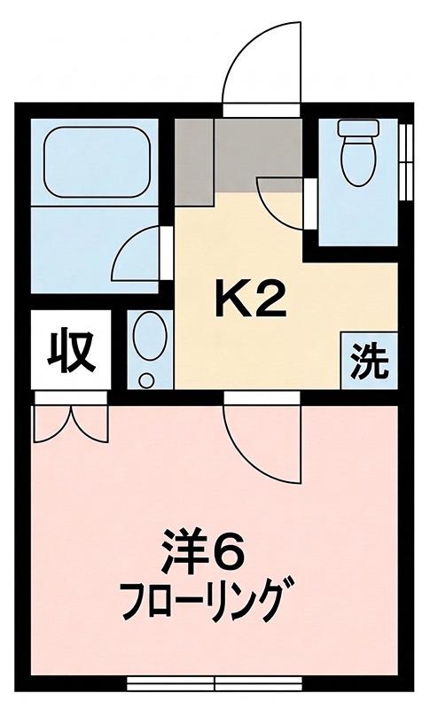 プロムナード生麦B棟(1K/2階)の間取り写真