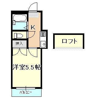 フラワーパレス青江第6(1K/2階)の間取り写真