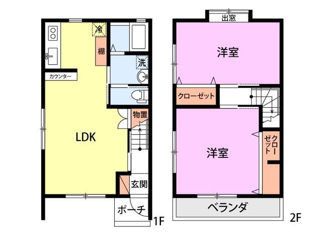 ヴィアーレ割前(2LDK/1階)の間取り写真
