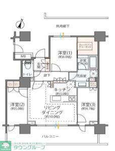 リーフィアタワー海老名アクロスコート(3LDK/2階)の間取り写真