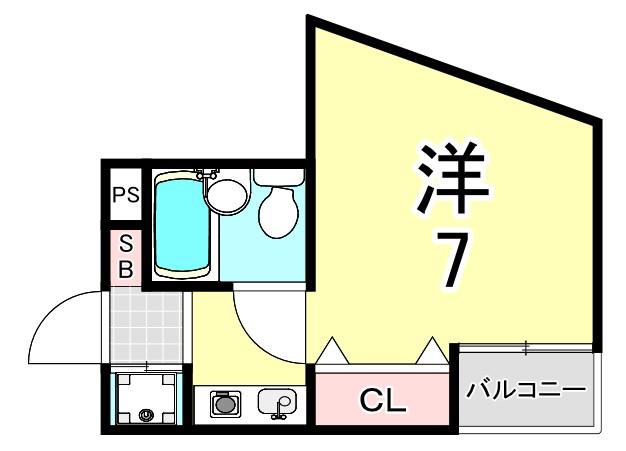 ロイヤルメゾン塚口X(ワンルーム/2階)の間取り写真