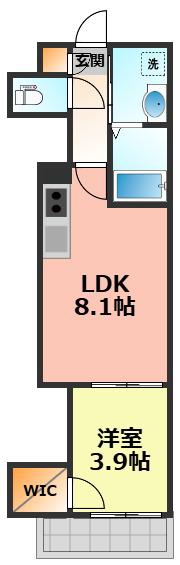 エステイトE南花長町(1LDK/3階)の間取り写真
