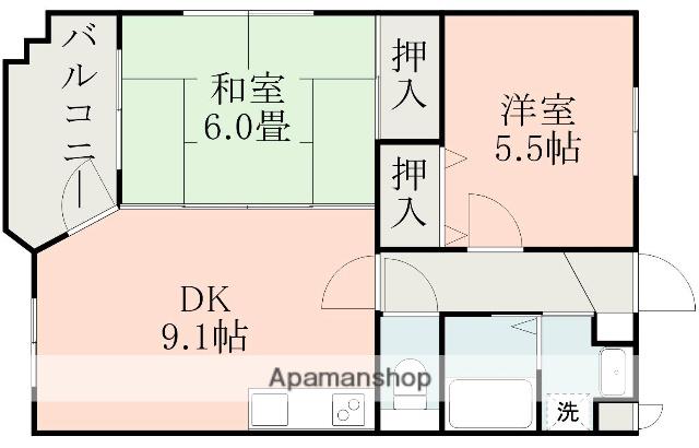ヒルサイドテラス(2DK/3階)の間取り写真