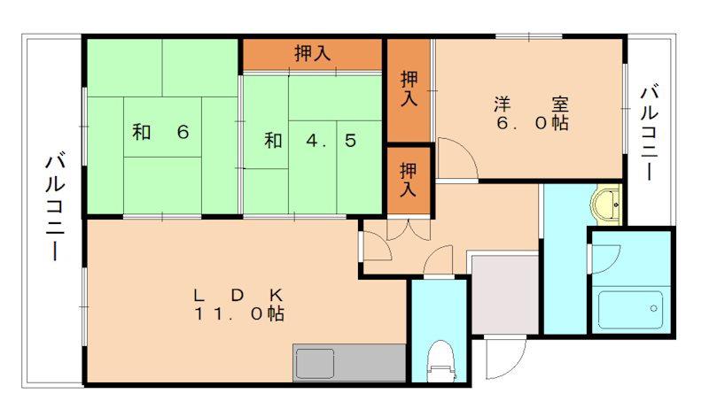 第2コーポ安部(3LDK/2階)の間取り写真