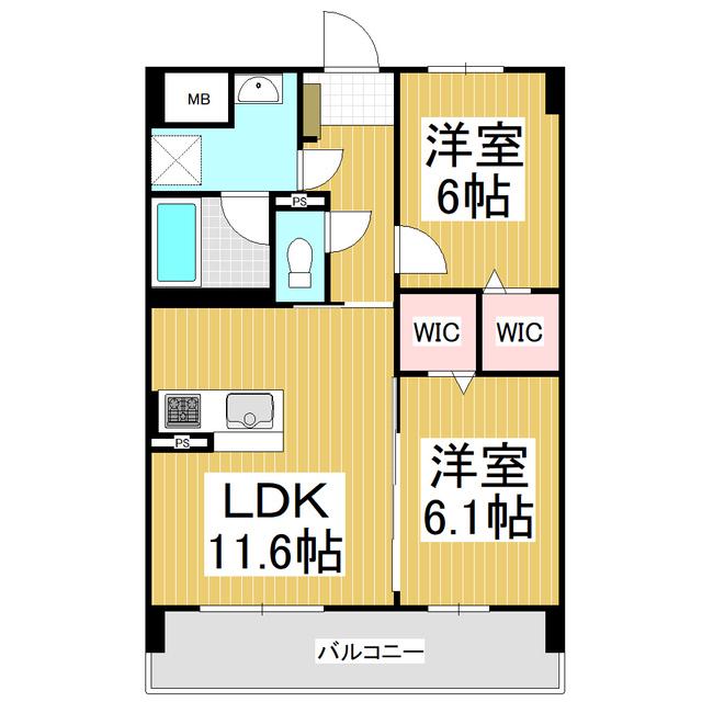 コンフォーティア広丘野村II(2LDK/9階)の間取り写真