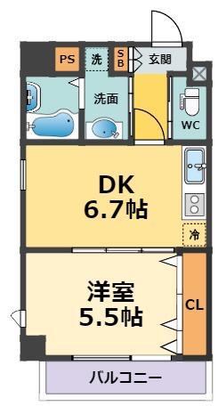MAIN STAGE甲子園口(1LDK/3階)の間取り写真