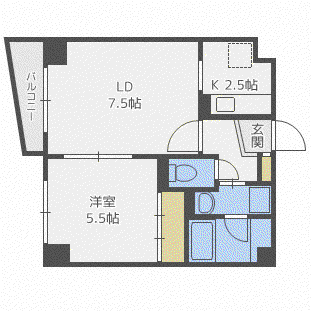 イルニードマンション(1LDK/6階)の間取り写真