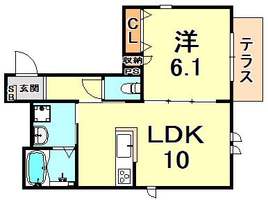 グリーンメゾン神戸(1LDK/1階)の間取り写真