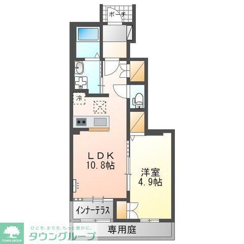 ウォーターミル十一番館(1LDK/1階)の間取り写真