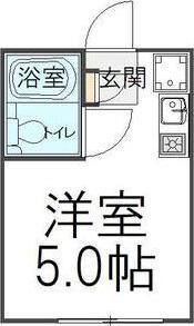 アローシャインIII(ワンルーム/2階)の間取り写真