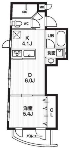 コスモリード目黒花房山(1LDK/2階)の間取り写真