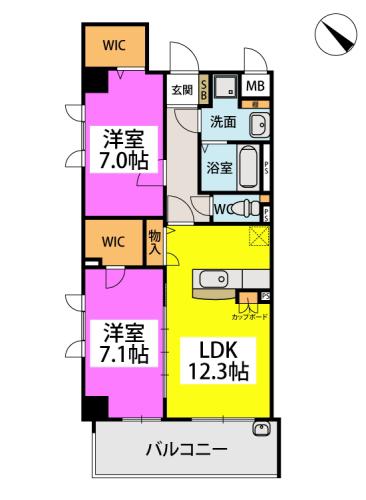 テトラッド(2LDK/2階)の間取り写真