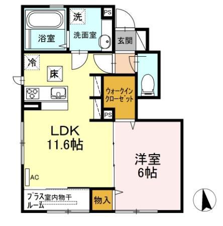 アルペジオ(1LDK/1階)の間取り写真