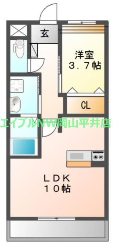 アンスリールM(1LDK/1階)の間取り写真