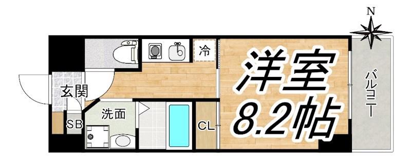 ドゥーエ本庄(1K/8階)の間取り写真