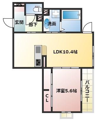 エステート塚口(1LDK/1階)の間取り写真