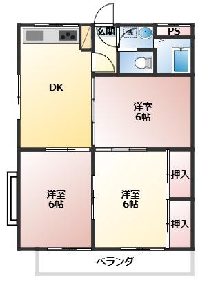 大王マンション(3DK/1階)の間取り写真