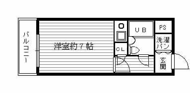 ニューライフ谷町(ワンルーム/12階)の間取り写真
