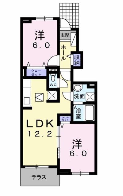 ベルドミール・ドゥ(2LDK/1階)の間取り写真