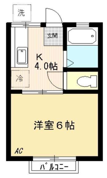 アルムハイツ(1K/2階)の間取り写真