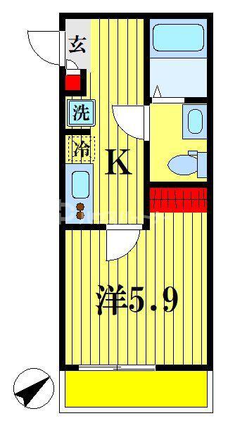 センターヴィレッジ三郷(1K/2階)の間取り写真