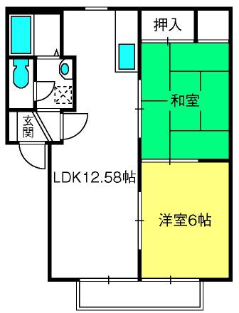 MシャーメゾンA棟(2LDK/1階)の間取り写真