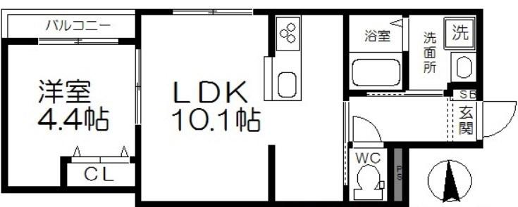 ヴィラルーエ(1LDK/3階)の間取り写真