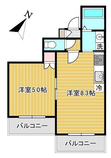デュオグランドメゾン24(1LDK/2階)の間取り写真