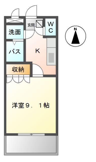 アシューレ(1K/1階)の間取り写真