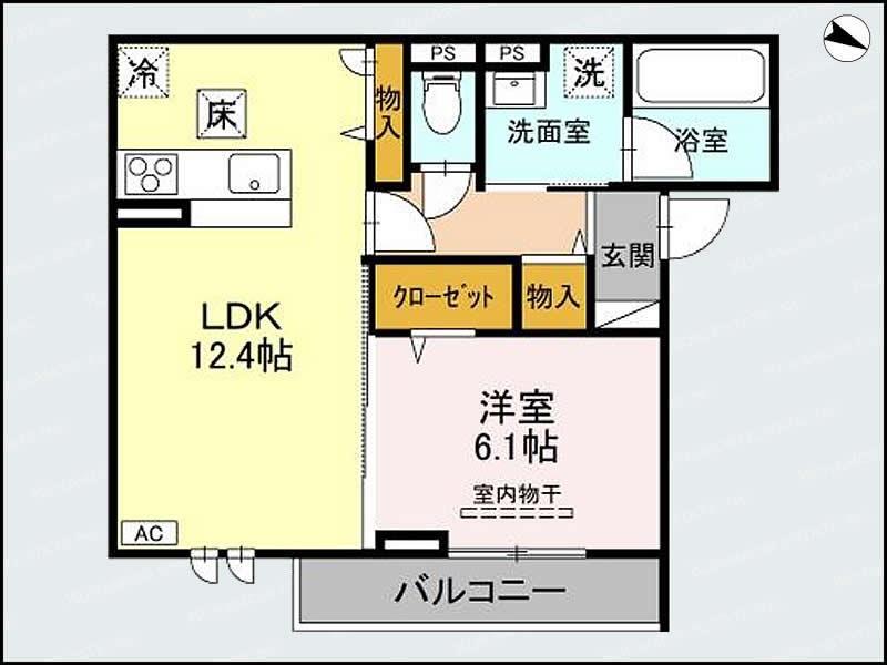 PRUNIER(1LDK/1階)の間取り写真