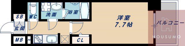 S-RESIDENCE江坂LIBLE(1K/14階)の間取り写真