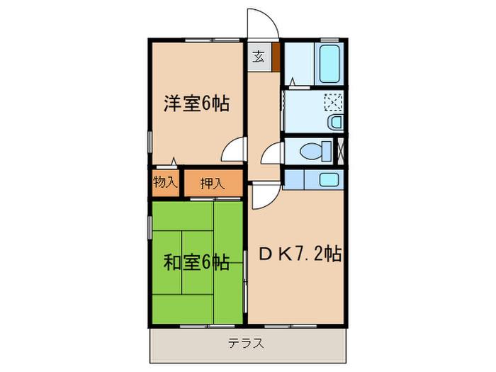 グランディール(2DK/1階)の間取り写真