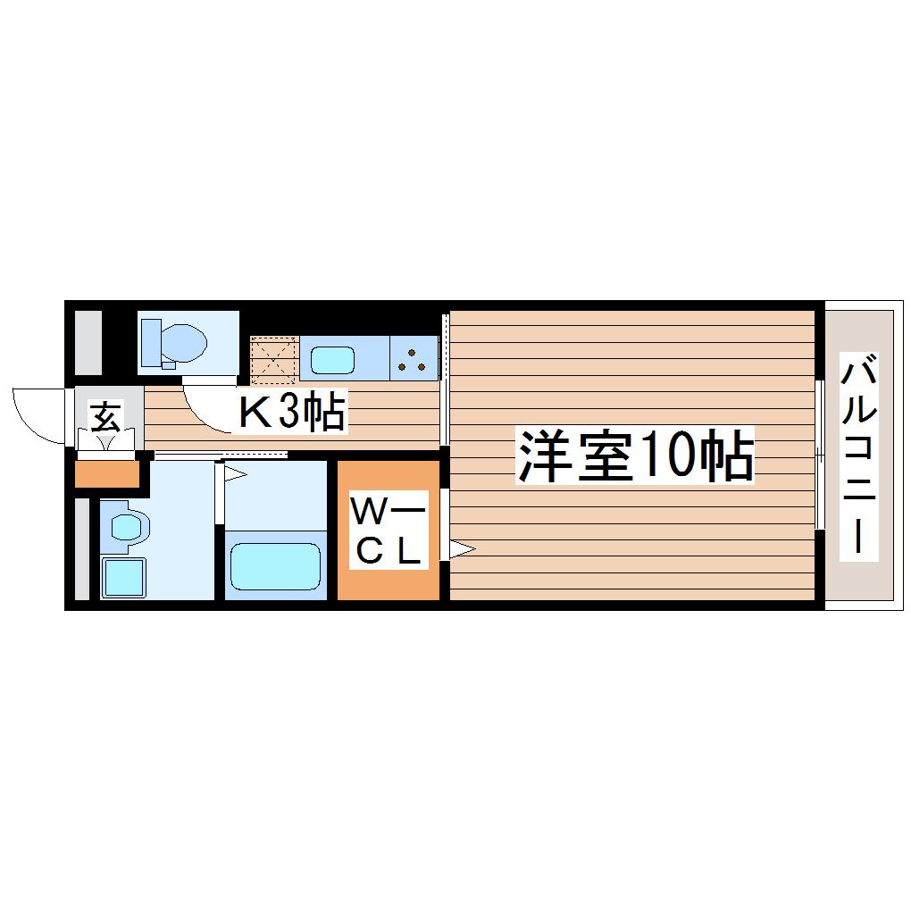 ボヌール SA(1K/1階)の間取り写真