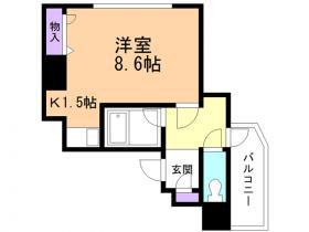 ペルシェール円山(1K/6階)の間取り写真