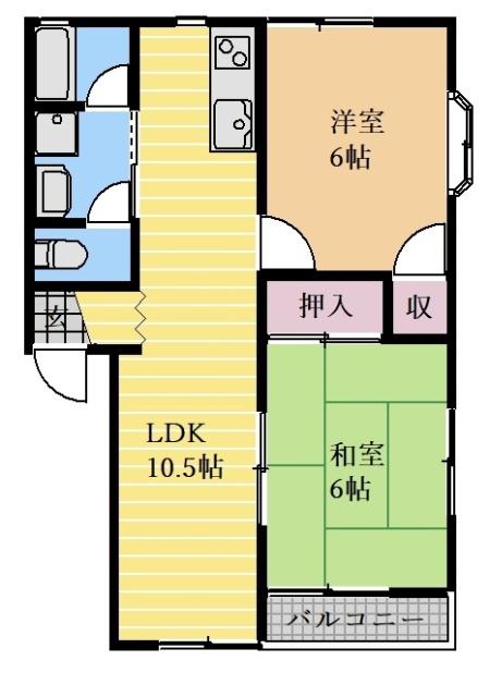 メゾン汐路パートⅡ(2LDK/2階)の間取り写真