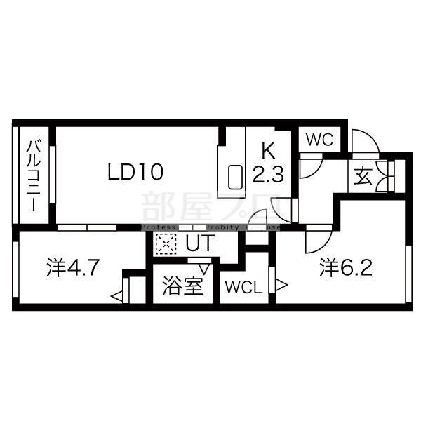 グランツ山鼻(2LDK/4階)の間取り写真
