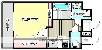 パラシオン周船寺(1K/4階)の間取り写真