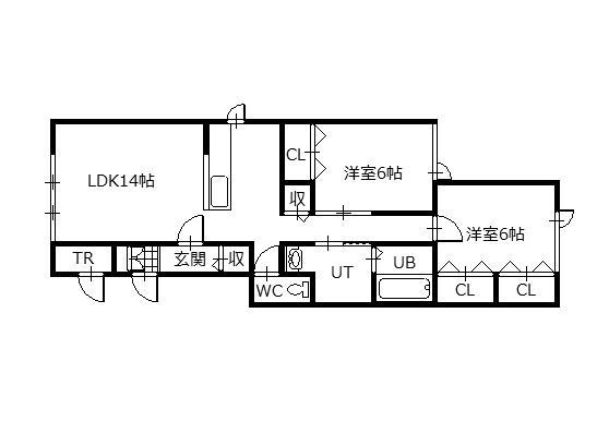 MODE-S B棟(2LDK/1階)の間取り写真