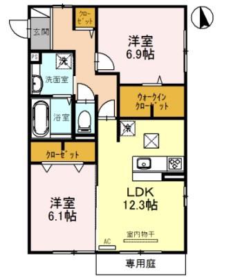プランドール(2LDK/1階)の間取り写真