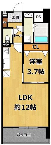 LOCUS2(1LDK/8階)の間取り写真