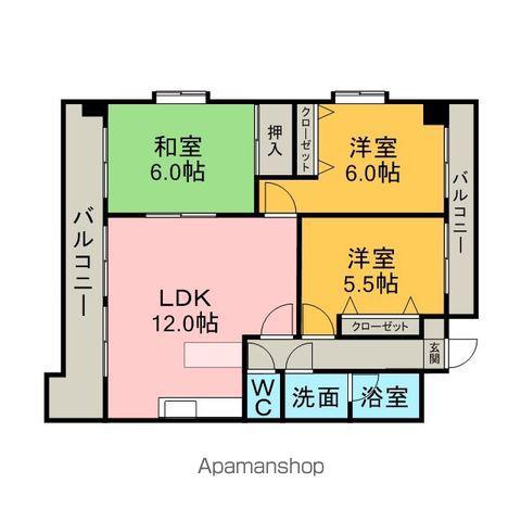 ルミエールあいづまII(3LDK/4階)の間取り写真