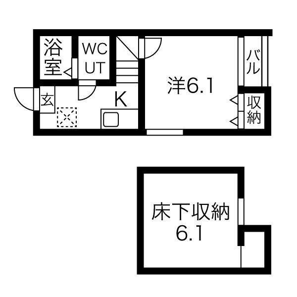 コーエイII(1K/1階)の間取り写真