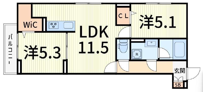 セレスティア柴又II(2LDK/1階)の間取り写真