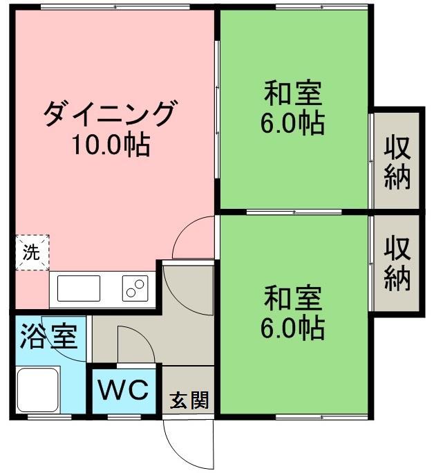 グリーンハイツ(2DK/1階)の間取り写真