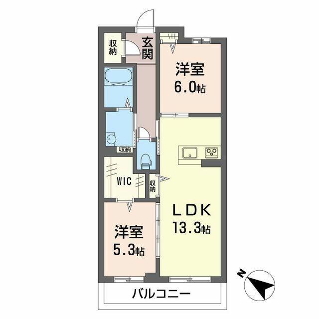 グラッツィエ(2LDK/3階)の間取り写真