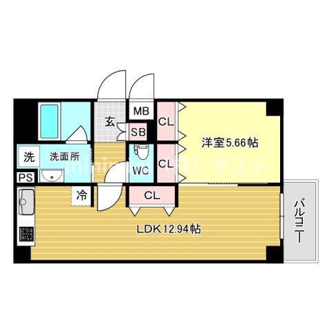 フラット・花(1LDK/2階)の間取り写真