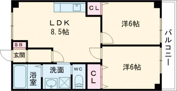 メゾン南山(2LDK/4階)の間取り写真